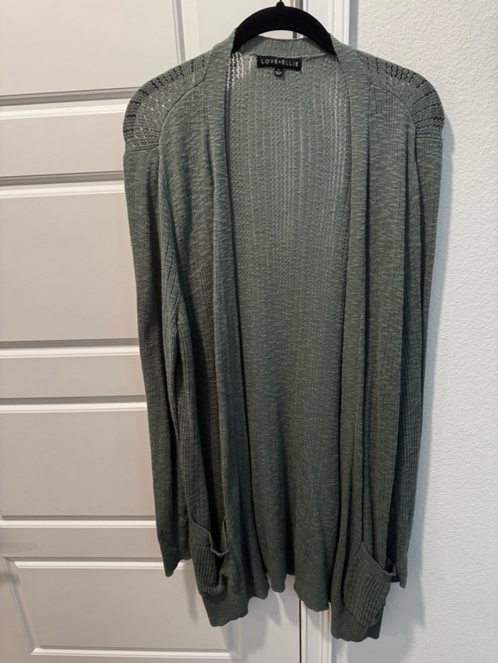 LOVE + ELLE Olive Open-Front Lightweight Cardigan